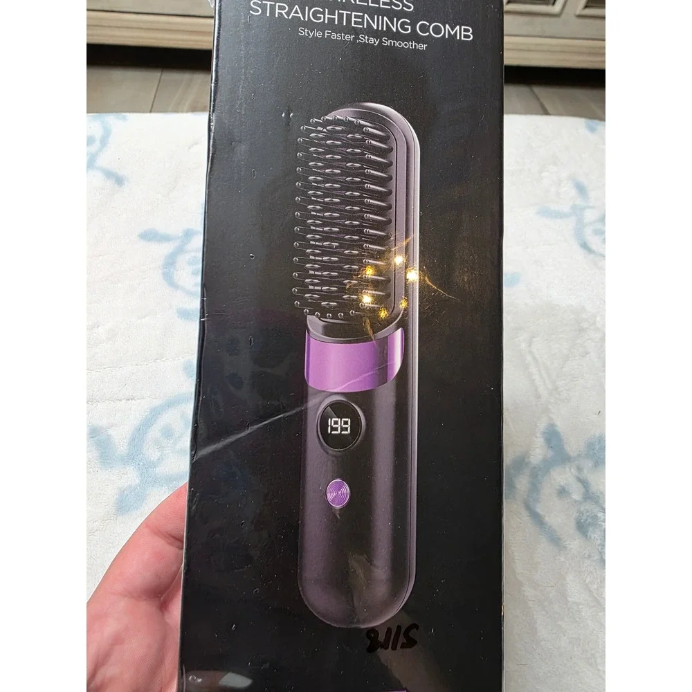 Wireless Hair‎ Straightening Comb F9 Portable Cordless USB Charging Black